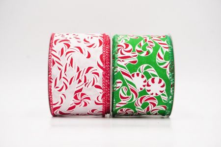Festive Candy Cane Swirl Christmas Wired Ribbon_KF9858 (2)